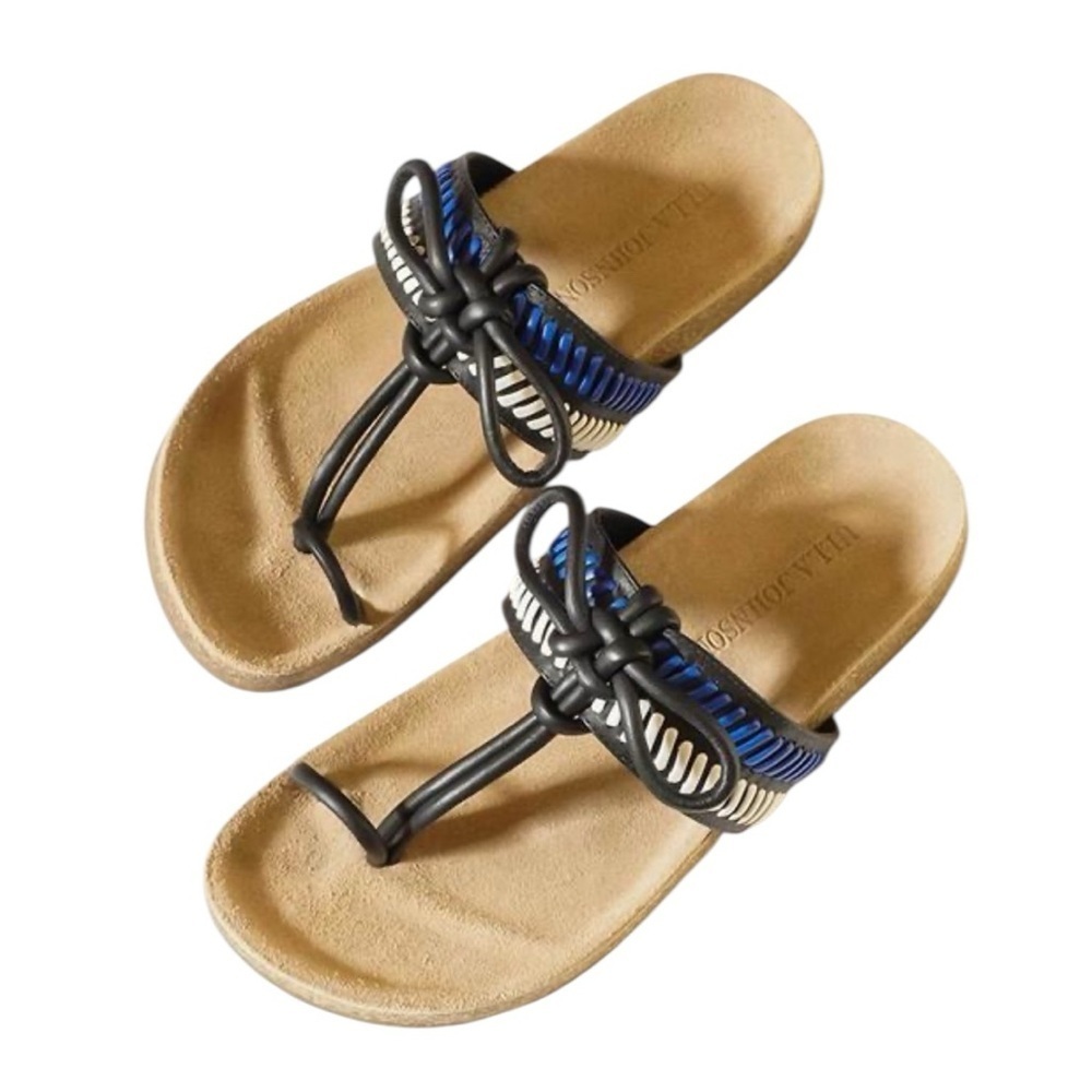 Ulla Johnson - Jini Leather Thong Slide Sandals Marine Sz EU 37